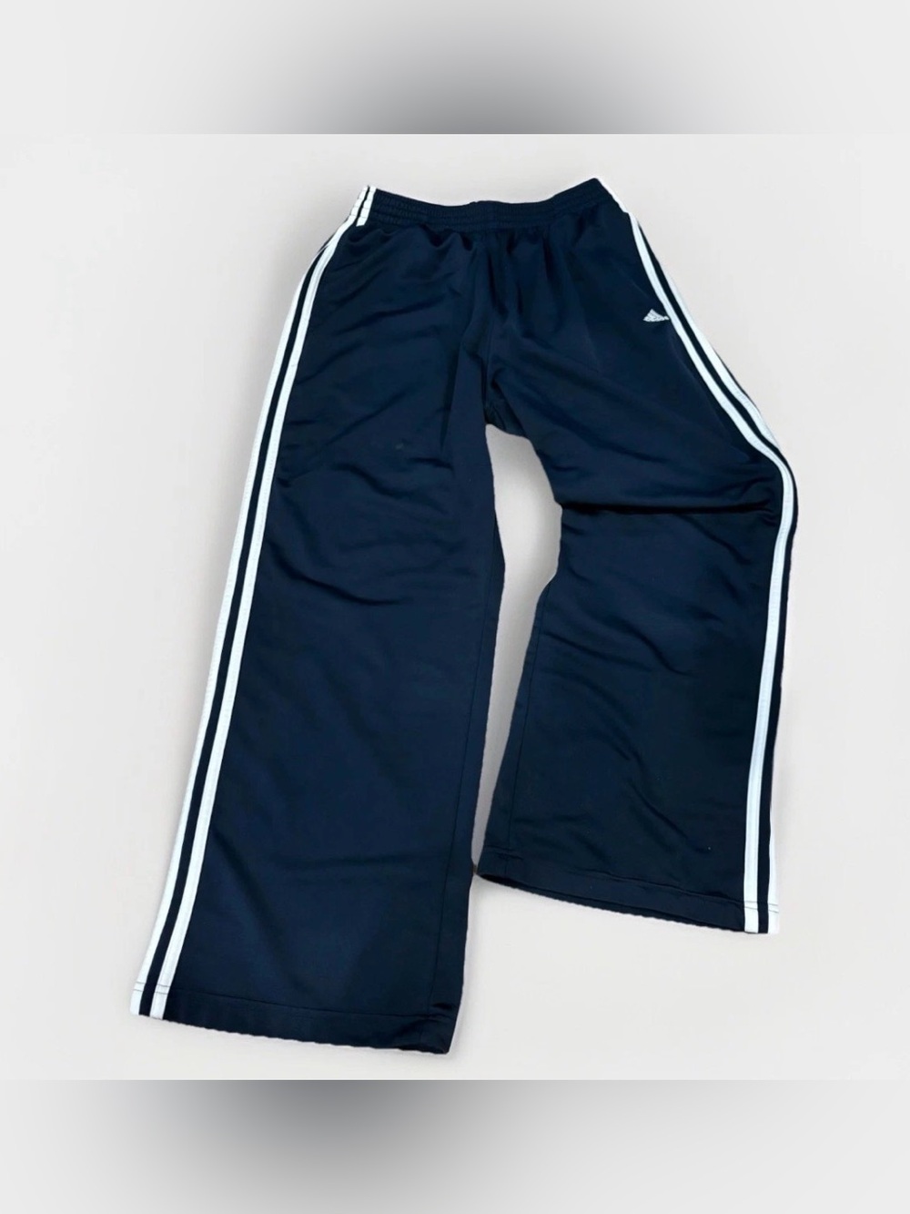 Y2K Adidas Track Pants Size Large Navy Blue Wide Baggy Straight Leg